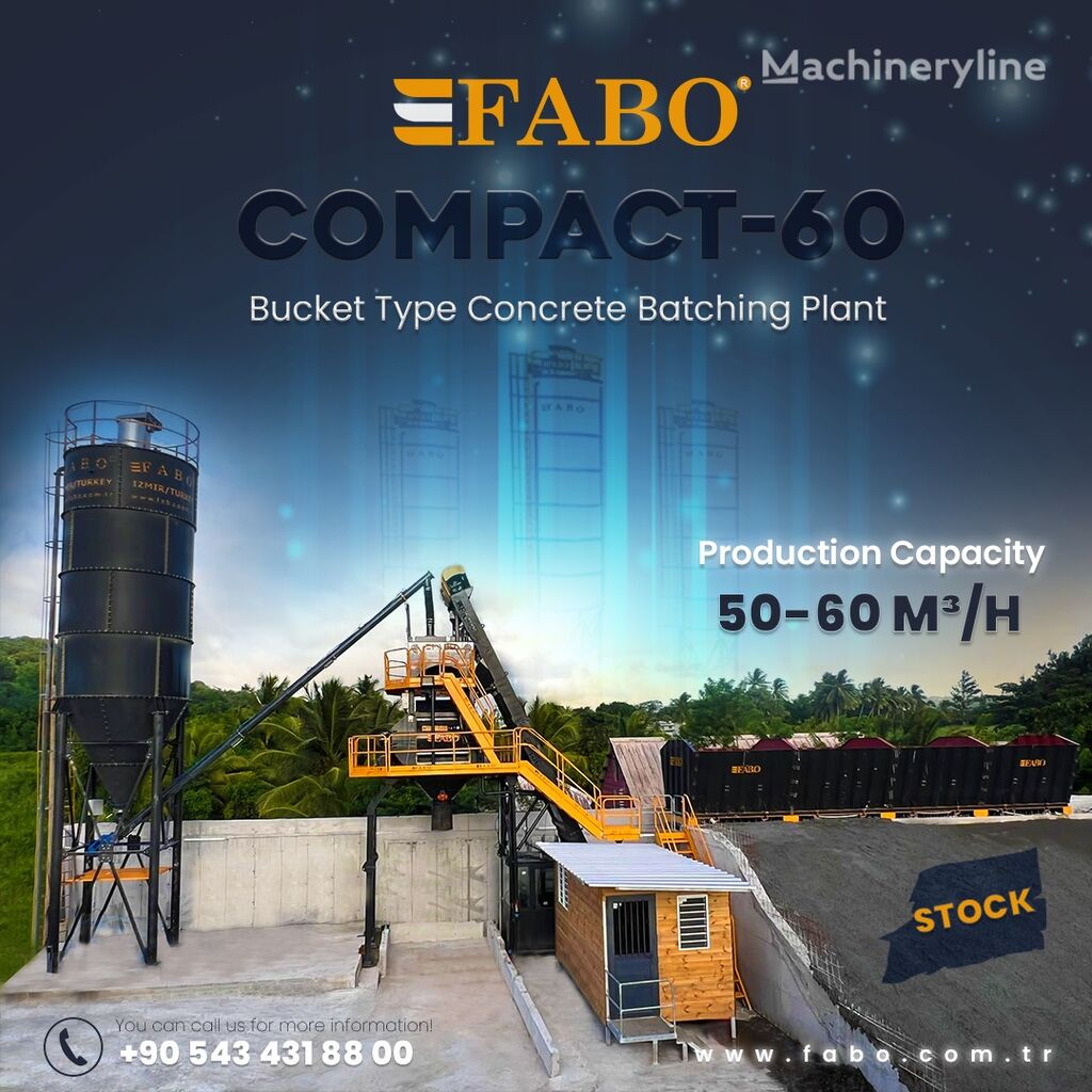 جديد ماكينة صناعة الخرسانة FABO CENTRALE À BÉTON COMPACTE À GODET 60 M3/H | STOCK